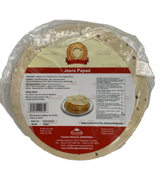 Annam Jeera Papad (Linsenfladen mit Kreuzkümmel)